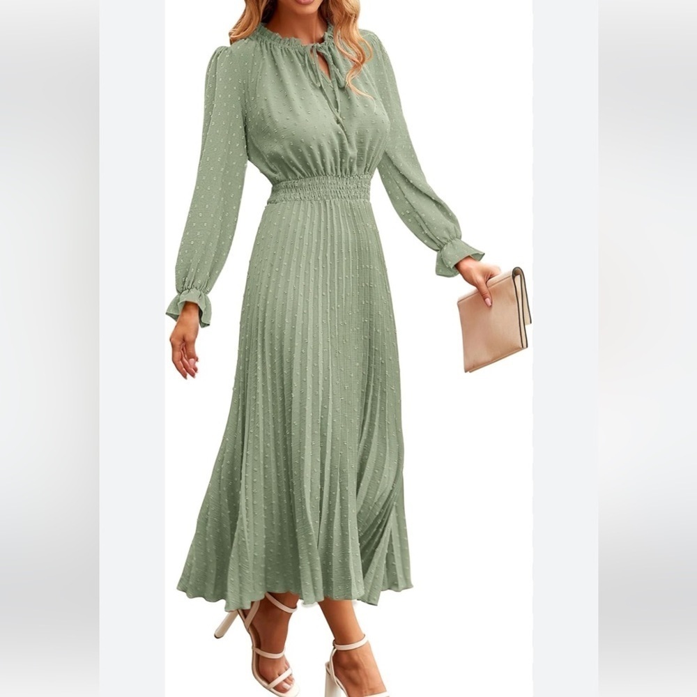Pretty Garden Swiss Dot Midi A line Dress Large NWT Flowy